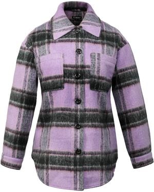 Smart and Joy Oversized Tartan Polyester Shirt Jacket - Multicolour