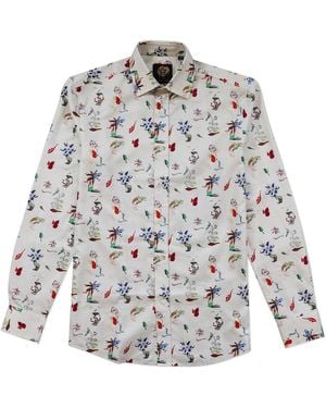 Gresham Blake Neutrals Cream Scatter Print Shirt - White