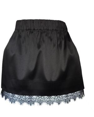 Langner Satin Cotton Mini Skirt Trimmed With Lace, Pockets - Black