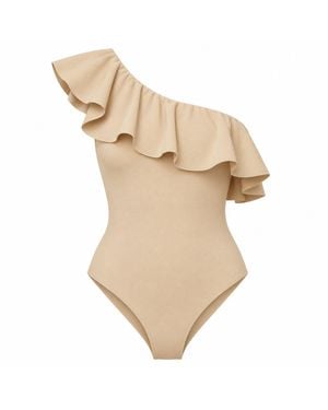 Rive & Rituel Neutrals Aelia Sand One Shoulder Bodysuit - Natural