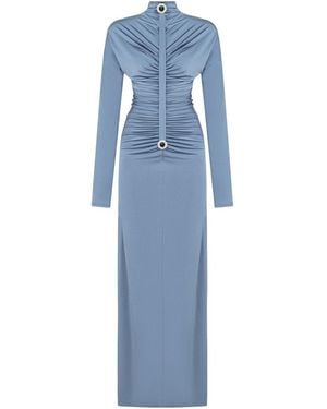 Nocturne Stone Detail Draped Maxi Dress - Blue