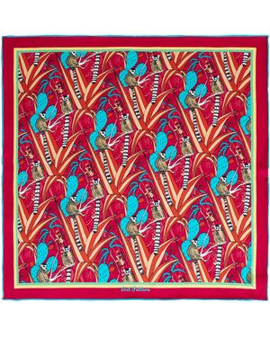 Lost Pattern Madagascar Silk Bandana - Red