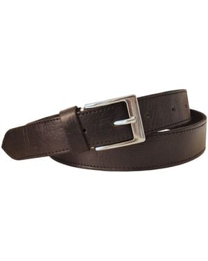 Berber Leather Leather Belt With Stitching - Brown