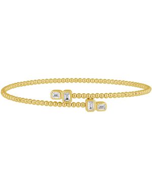 Artisan Emerald Cut Diamond Beaded Wrap Bangle Bracelet - Metallic
