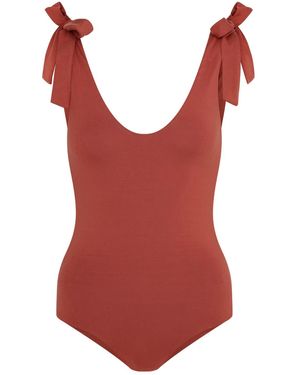 Solpardus Thea Terracotta Onepiece Bamboo Swimsuit - Red