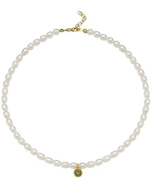 LINYA JEWELLERY Cosmic Big Pearl Zodiac Necklace Light Birthtone - Metallic