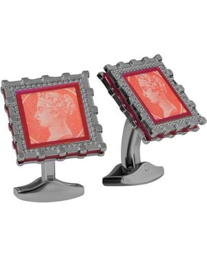 Tateossian Gunmetal Regalia Victoria Cufflinks - Red