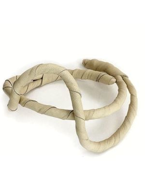 WAIWAI Neutrals Bend Sculptural Leather Choker - Metallic