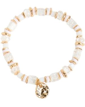 Saachi Beaded Stretch Hammer Bracelet - Metallic