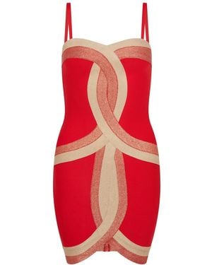Sour Figs Contrast Panel Bandage Mini Dress - Red