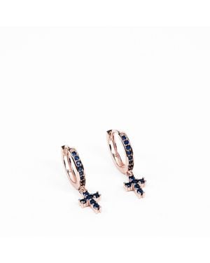 Addicted Persefone Bronze Earrings With Zircon Cross - Multicolour