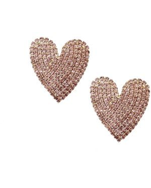 Maison De Gala Love Crystal Heart Earring - Pink