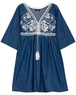 Tantra Spain Sl Tunic Style Mini Dress With Embroidered Details - Blue