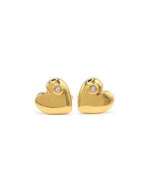 Cier Diamond Heart Stud Earrings - Metallic
