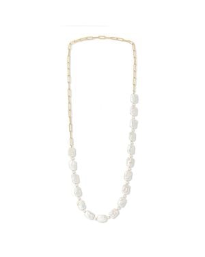 Pearls of the Orient Online Decus Oblong Keishi Pearl Necklace With Plate Chain - White