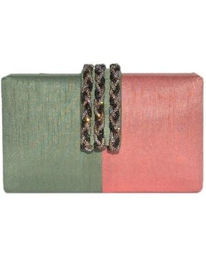 Simitri Guava Braided Fringe Clutch - Pink