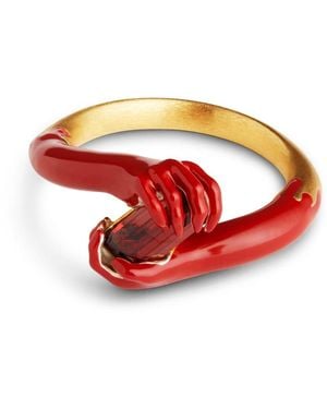 Kasun Love On Your Hand – Enamel & Mozambique Garnet - Red