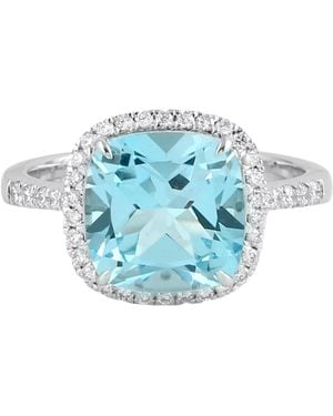 Artisan 14K Topaz & Diamond Halo Solitaire Ring - Blue