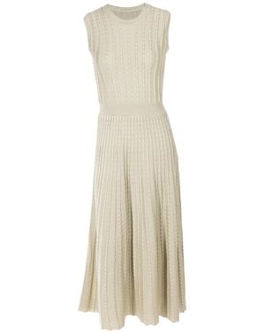 25 UNION Knitted Cotton Elegant Striped Midi Dress Estel - Natural