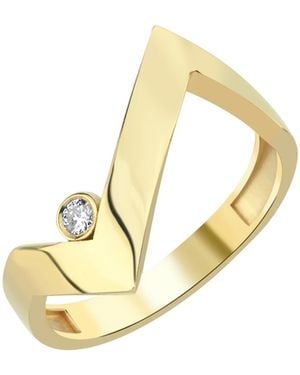 Dime Tribe Zigzag-Shaped Diamond Detailed Ring - Metallic