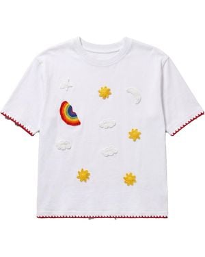 Ana Chic And Sun Handmade Crochet Applique Cotton Tee - White
