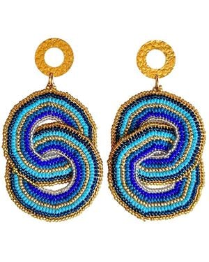Iliana Arrazola Crisscrossed Circle, Dangle Earrings, And, Glass Beads, Beaded Jewellery - Blue