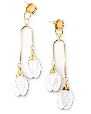 By Chavelli Sampaguita Bud Dangly Earrings - Metallic