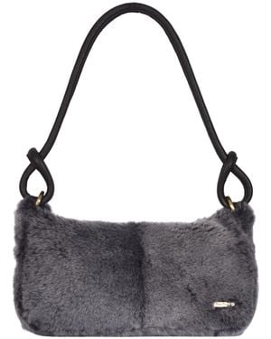 Owen Barry Sheepskin Shoulder Zipper Bag Graphito - Grey