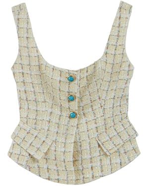 Nocturne Button Accessory Tweed Bustier - Multicolor