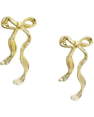 Maison De Gala Golden Ribbon Bow Earrings - Metallic