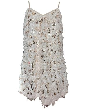 Any Old Iron Feather And Sequin Short Dress - White