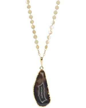 YAA YAA LONDON Ultra Black Grey Agate Super-long Gold Pendant Necklace - Metallic