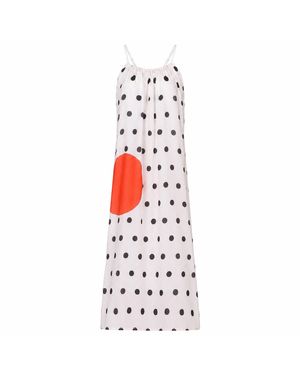 DHARA SHETH DUBAI One Polka Dot Spaghetti Strap Maxi Dress - White