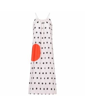 DHARA SHETH DUBAI One Polka Dot Spaghetti Strap Maxi Dress - White