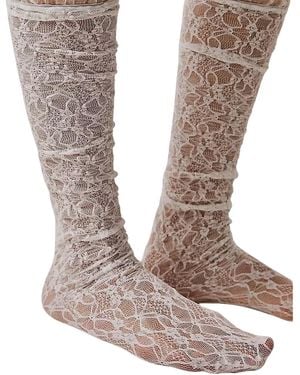 HIGH HEEL JUNGLE by KATHRYN EISMAN Lace Knee High Socks - Brown