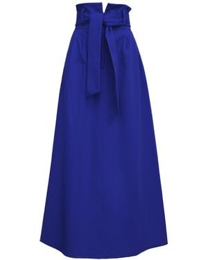 Julia Allert High Waist A-Line Long Skirt With Belt - Blue