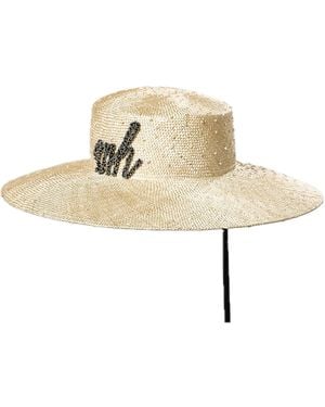 Misa Harada Millinery Neutrals Manon Wide Brimmed Boater Hat - Natural