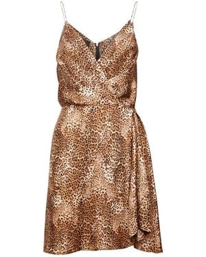 SVETA Milano Nancy Leopard Short Dress - Brown