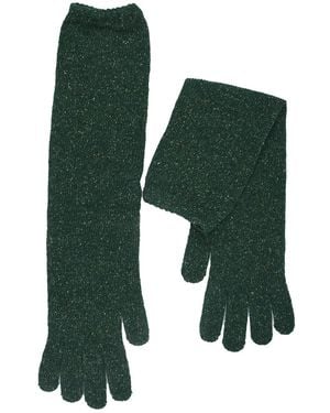 Maison Bogomil Melange Knit Long Gloves - Green