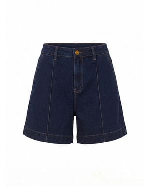 Adrift Clothing Lainey Denim Longline A-Line Shorts - Blue