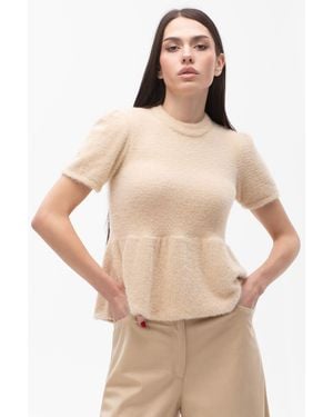 Maison Bogomil Peplum Knit Blouse - Natural