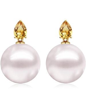 Kai Fine Jewelry Solid Natural Citrine & Freshwater Pearls Venus Tears Convertible Drop Earrings - Metallic