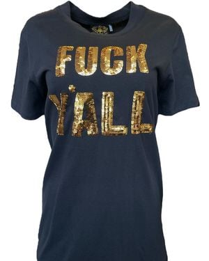 Any Old Iron Golden Fuck Y'All Sequin T-Shirt - Blue