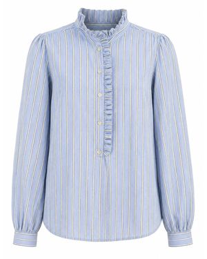 Luella Fashion Kinross Cotton Blouse & Stripes - Blue