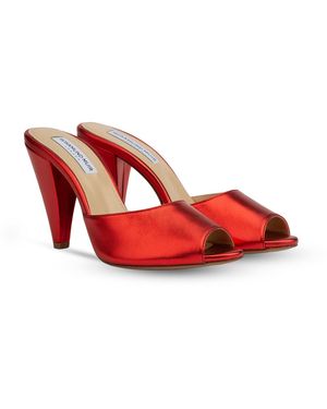 Rosamund Muir London Montavia Metallic Mules - Red