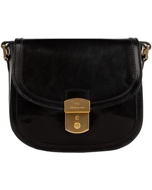 Time Resistance Leather Saddle Bag - Black