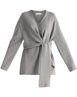 Paisie Wrap Side Tie Knit Jumper - Grey