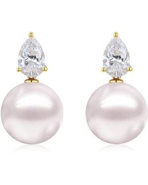 Kai Fine Jewelry Solid Lab Grown Diamond & Cultured Round Pearl Venus Tears Convertible Drop Earrings - Metallic