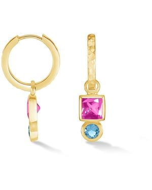 Dower & Hall Square Tourmaline Hammered Huggie Hoops - Metallic