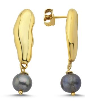 LINYA JEWELLERY Gera Pearl Dangle Earrings - Metallic